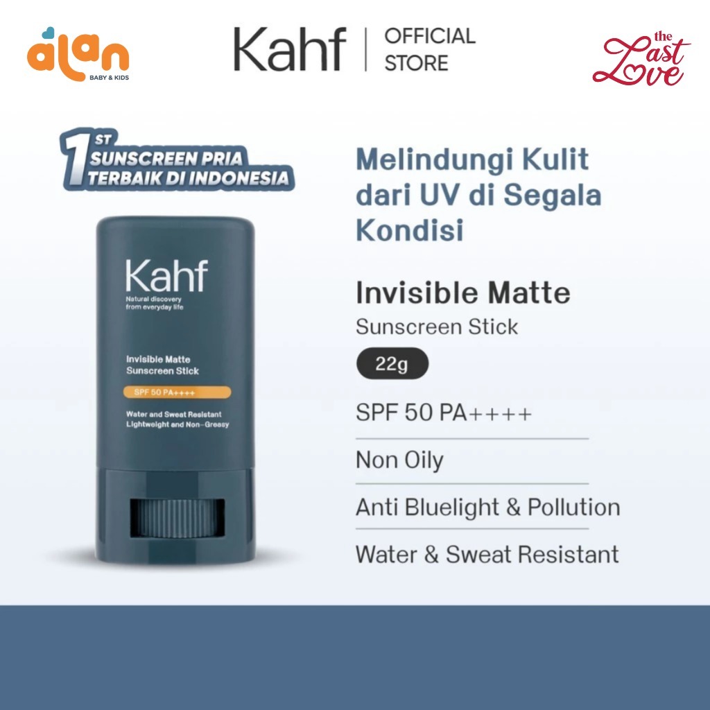 Last Love - Kahf Sunscreen Stick Invisible Matte SPF 50 PA++++ 22 g - Sunscreen Perawatan Wajah Pria