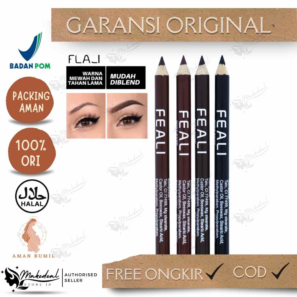 FEALI Eyebrow Pencil 2IN1 Pensil Alis Dengan Serutan / Waterproof