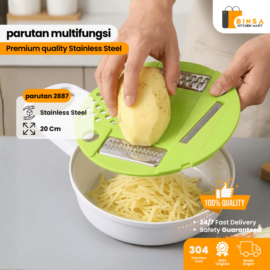 Jual BINSA - Parutan 4in1 Multifungsi Dengan Wadah Parut Keju Sayur Buah Slicer Stainless Steel 2887 | Shopee Indonesia