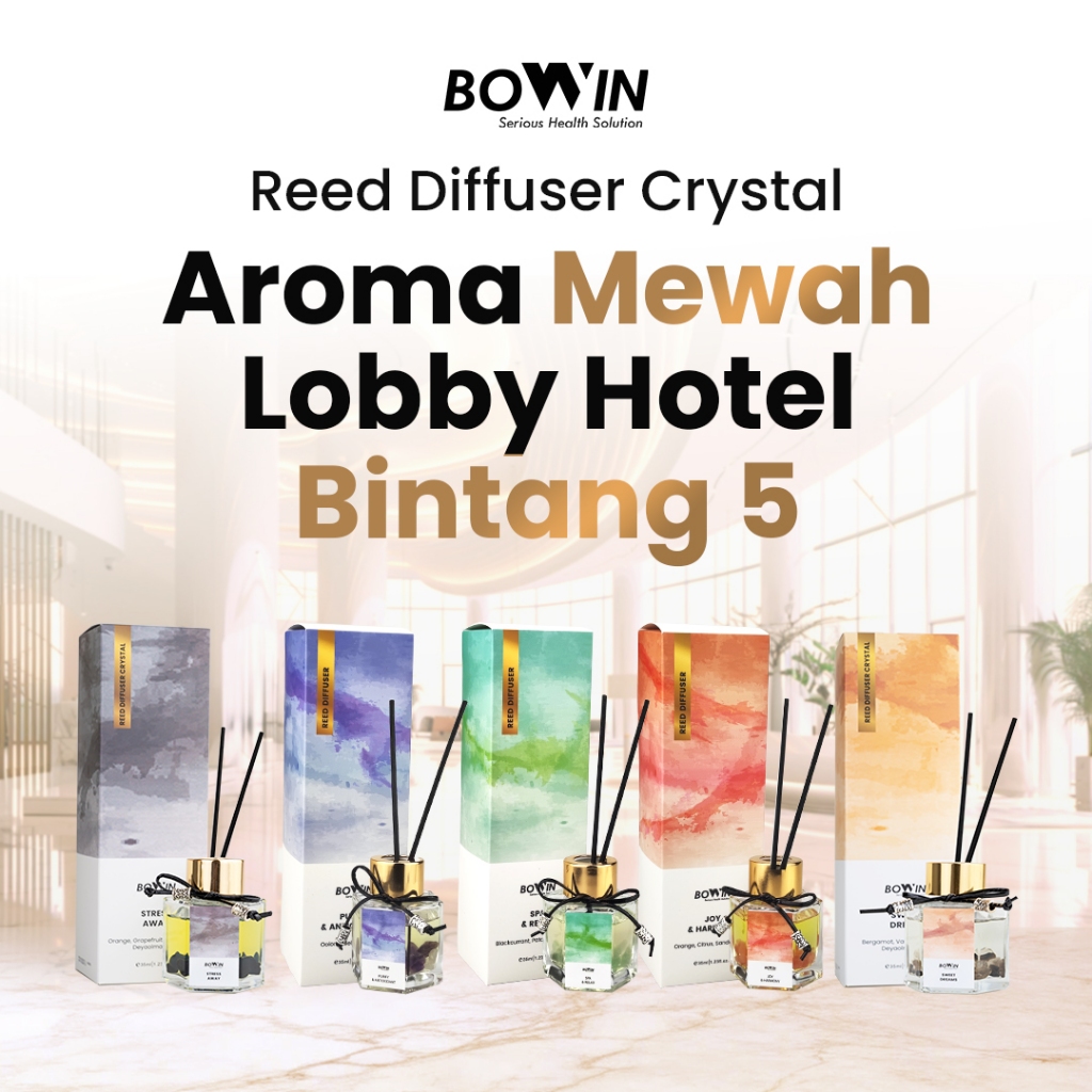 NEW !!! Bowin Reed Diffuser Crystal - Aromaterapi Pengharum Ruangan 100% Essential Oil