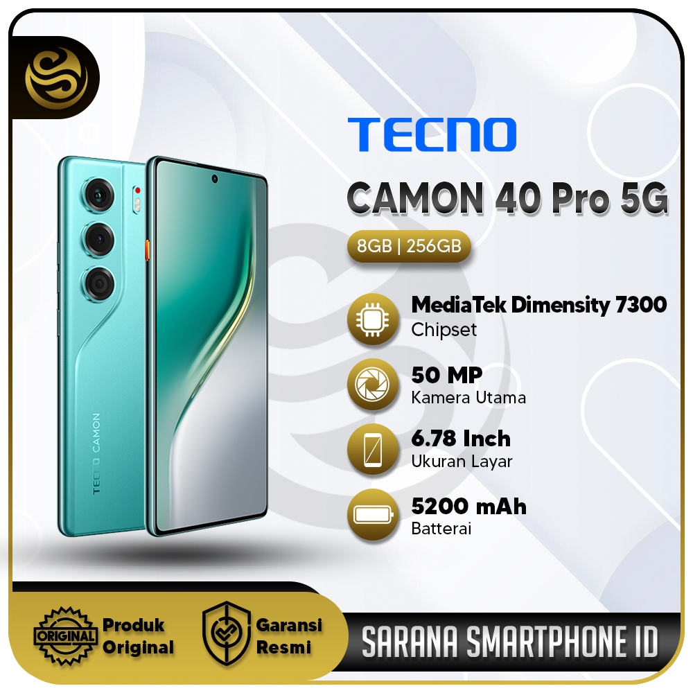 Jual Tecno Camon 40 Pro 5G | RAM 8+8GB | ROM 256GB | Kamera 50MP | AMOLED 144Hz | Resmi | Shopee Indonesia