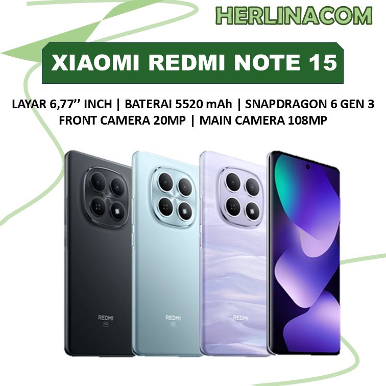 XIAOMI REDMI NOTE 15 5G | 6GB/128GB | 8GB/12GB | GARANSI RESMI