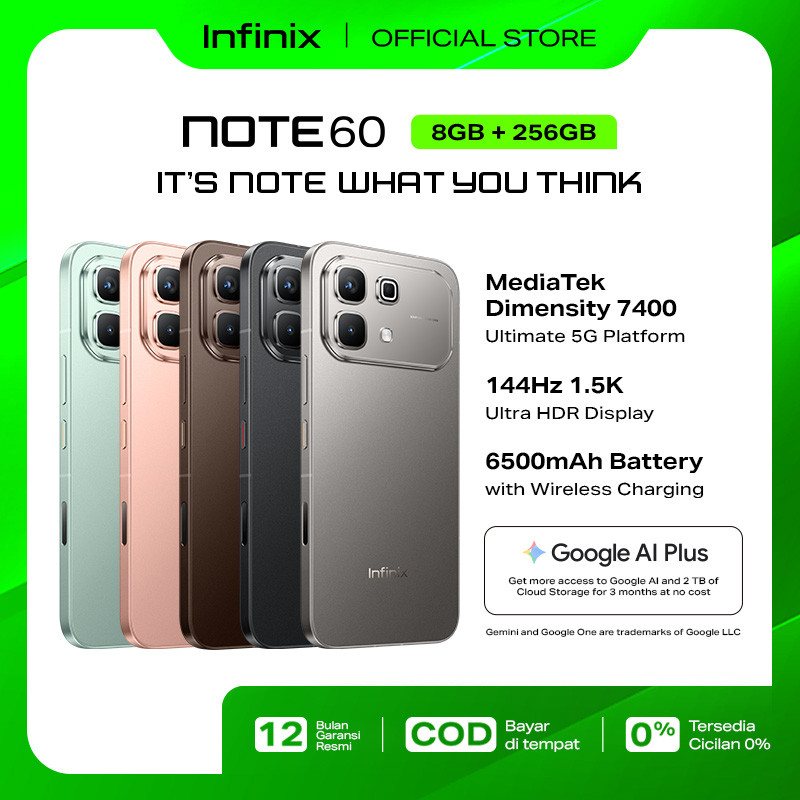 Infinix Note 60 8/256GB - Up to 16GB Extended RAM - Dimensity 7400 Ultimate - 6.78” 1.5K Amoled - 50MP - 6500 mAh - NFC