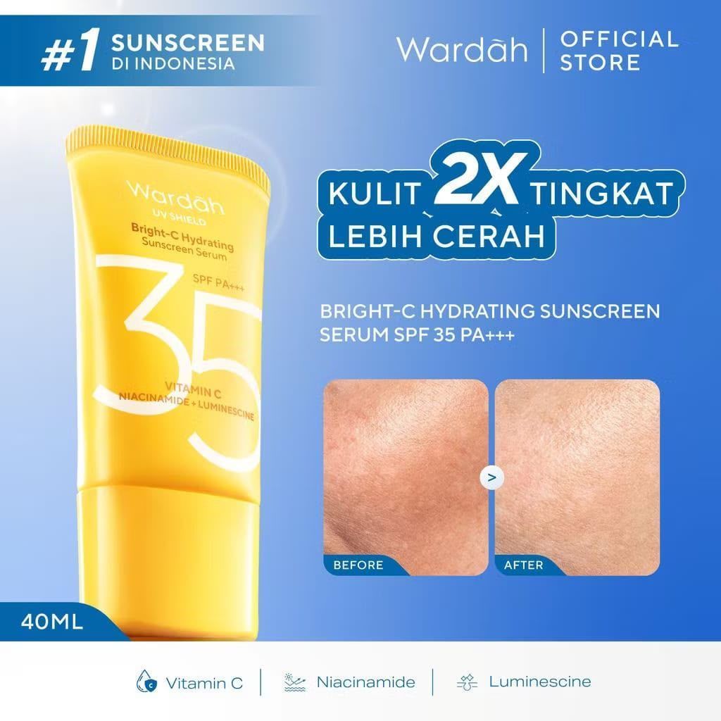 Wardah Sunscreen UV Shield Bright C-Hydrating Serum SPF 35 PA++++