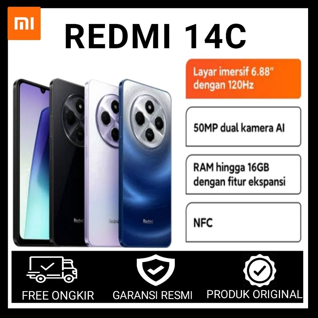 Xiaomi Redmi 14C Nfc 8/256Gb 100% Original dan bergaransi resmi Xiaomi Indonesia