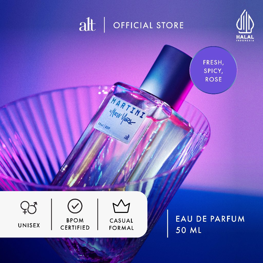 ALT Perfumery | Martini in New York | 50ml | Eau De Parfum | Perfume | Unisex | Daily Use | Fresh Spicy Rose | Masculine | Tahan Lama | Elegant