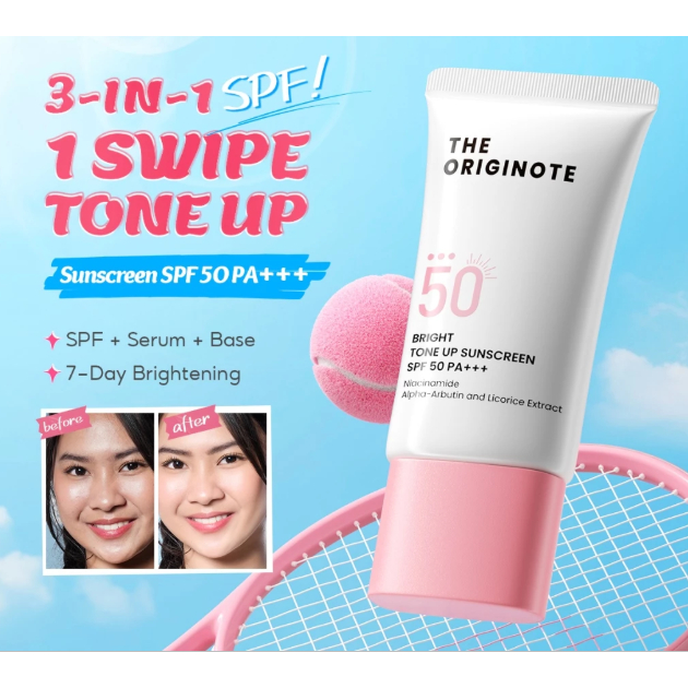 Originote Bright Tone Up Sunscreen SPF 50 PA+++ Mencerahkan Kulit
