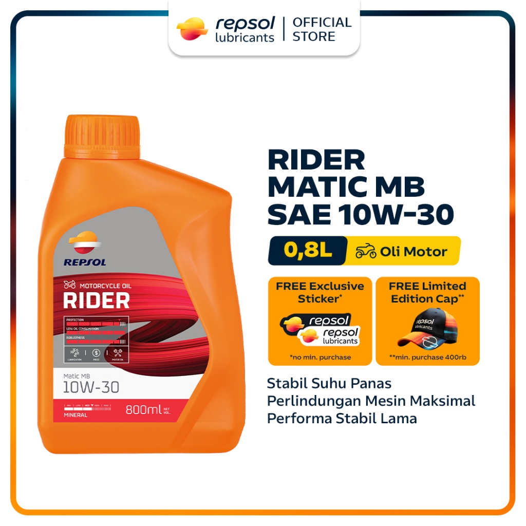 Jual OLI MOTOR REPSOL RIDER MATIC MB SAE 10W-30 | Shopee Indonesia