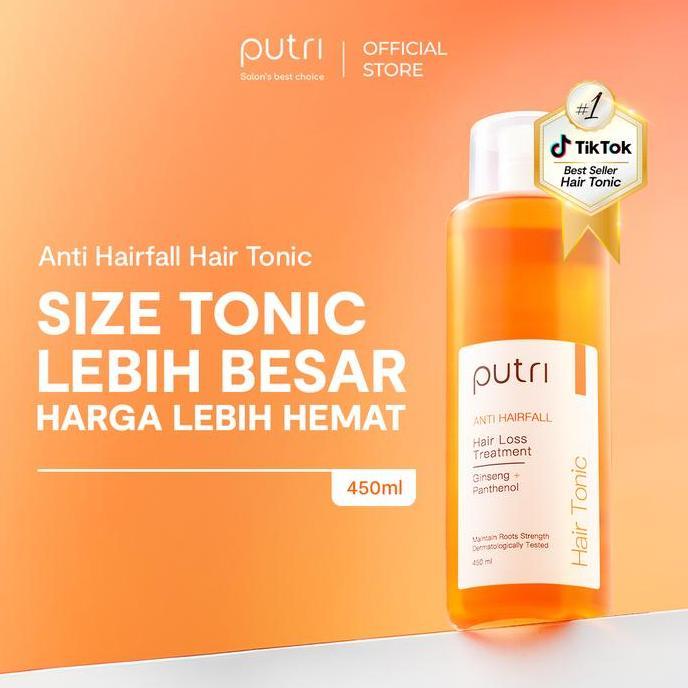 [PRODUK TERLARIS] Putri Anti Hairfall Hair Tonic 450mL | Anti Rambut Rontok, Hair Loss | Tonik Rambut Wangi Tahan Lama & Rambut Badai | Dengan Ekstrak Ginseng | Tonik Memperkuat Akar Rambut | Hair Tonic Local, Murah, BPOM | Perawatan Kulit Kepala