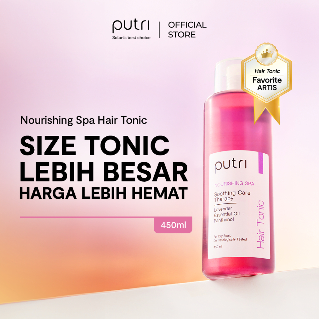 Putri Nourishing Spa Hair Tonic 450mL –  Anti Rambut Rusak & Kering | Hair Tonic Wangi Tahan Lama | Tonic Rambut Badai | Hair Tonic Lokal Murah | Hair Tonic BPOM | Spa With Lavender Essential Oil | Atasi Rambut Rontok & Rusak