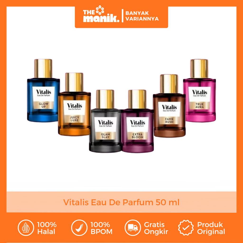 Vitalis Eau De Parfum 50 ml - Glam Slay Glow Up Extra Bloom Fame Rush True Aura Bold Crush EDP Minyak Wangi BPOM