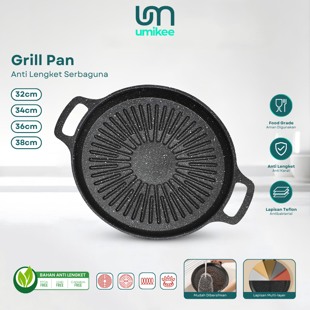 Jual Umikee Alat Panggang BBQ Grill Pan Premium Grill Pan Anti Lengket Wajan Penggorengan Anti Lengket | Shopee Indonesia
