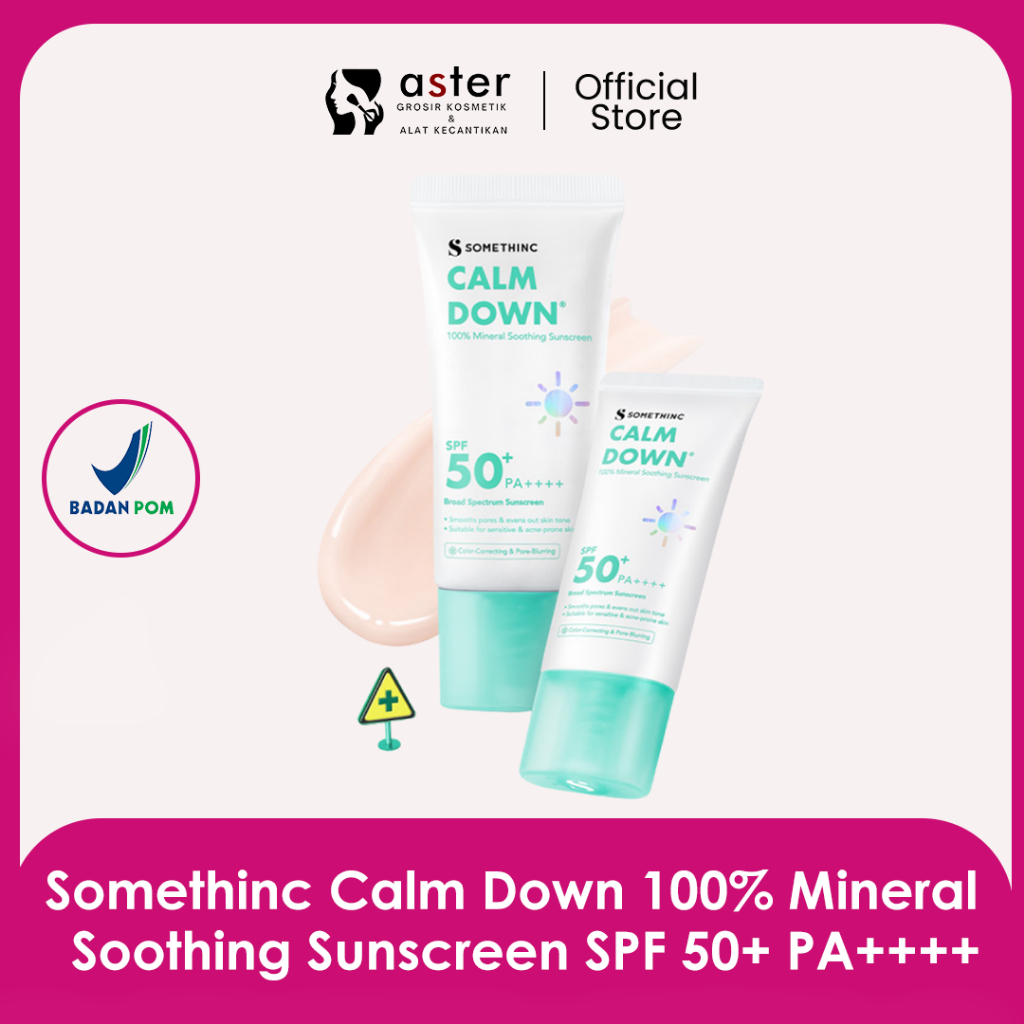 Aster Kosmetik - Somethinc Calm Down 100% Mineral Soothing Sunscreen SPF 50+ PA++++ 50gr