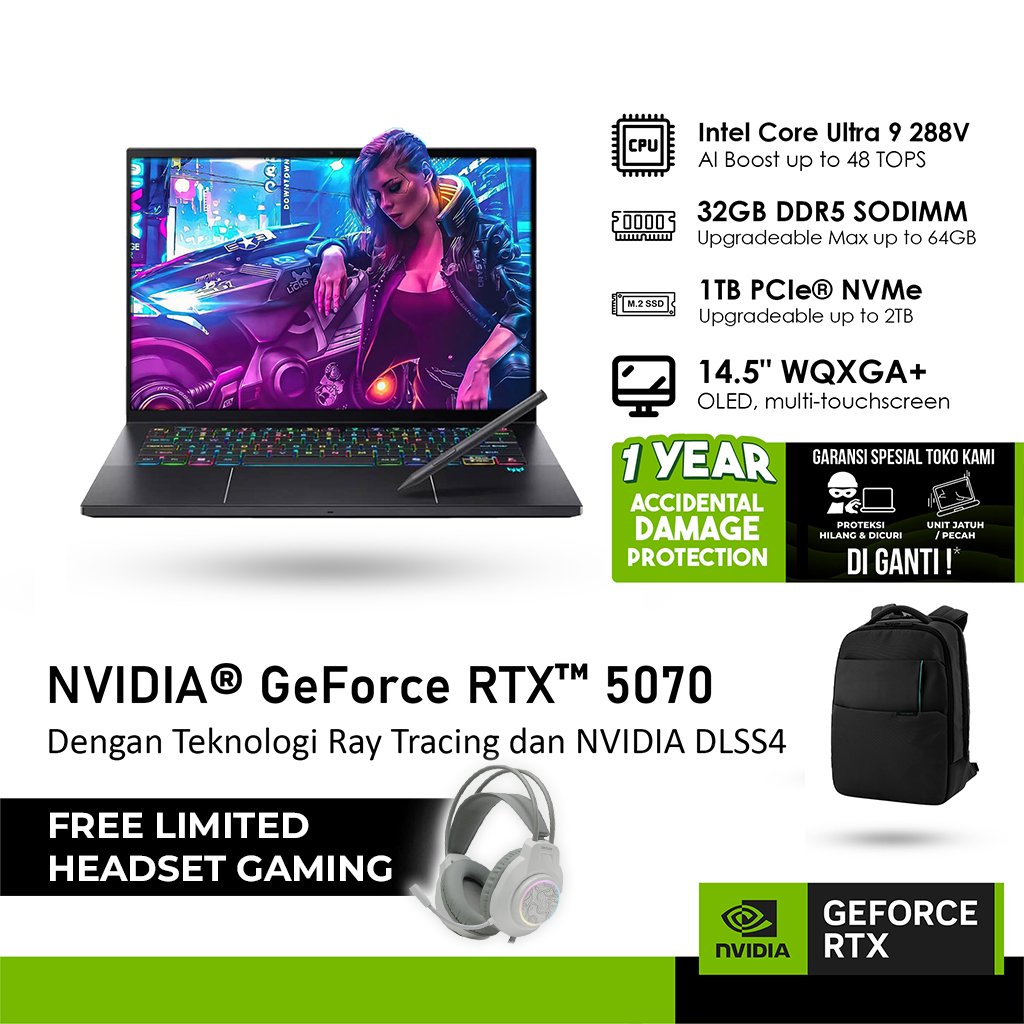 Jual [FREE HEADSET] ACER PREDATOR TRITON 14 OLED TOUCHSCREEN PT14-52T-9162 GeForce RTX™ 5070 8GB - AI ULTRA 9 288V 32GB 1TB WINDOWS 11 14.5 INCH 2.8K | Shopee Indonesia