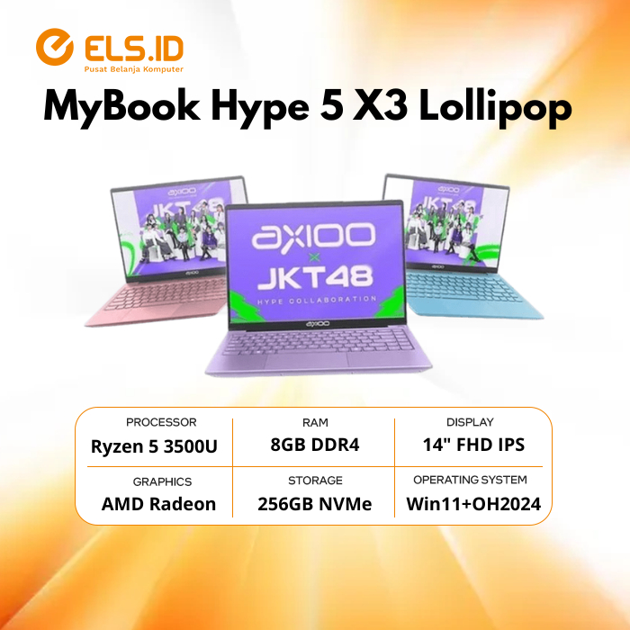 Axioo MyBook Hype 5 X3 Lollipop Edition AMD Ryzen 5 3500U 8GB SSD 256GB 14" IPS W11