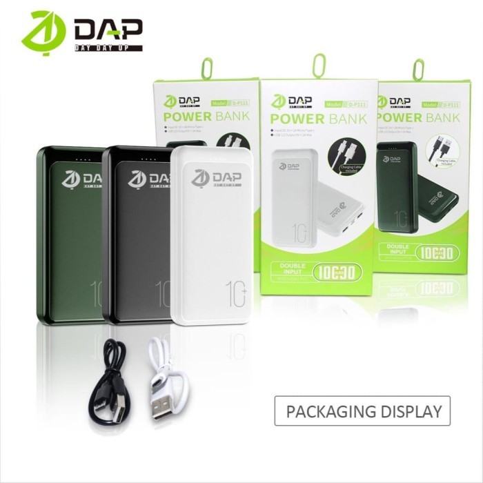 Jual DAP Power Bank D-P111 10.000mAh Dual Input Output Type C & Micro USB Garansi Resi | Shopee Indonesia