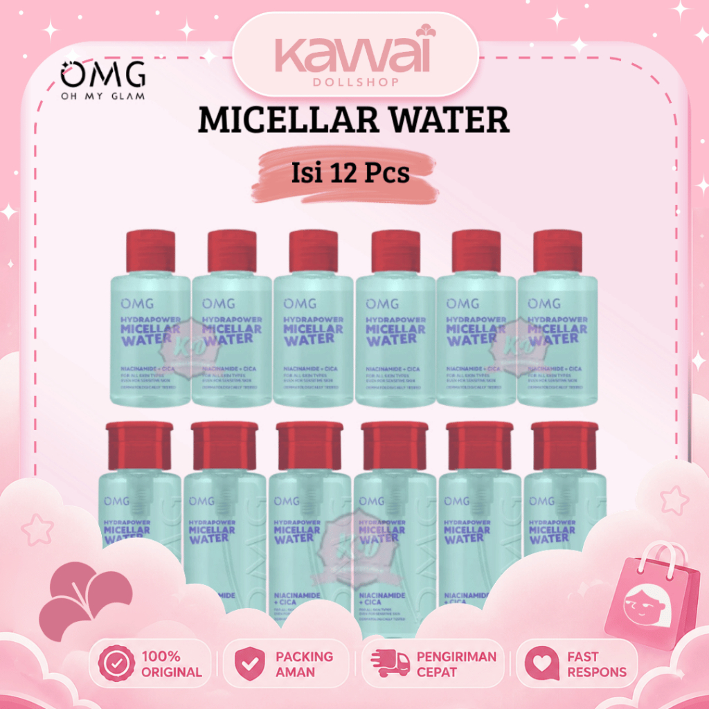 OMG OH MY GLOW [BOX]HydraPower Micellar Water 65 Ml & 300 Ml | Micellar Water Isi 12 Pcs (OMG LUSINAN)