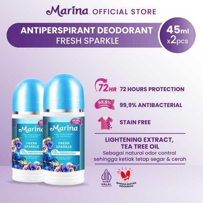 Marina Anti Perspirant Deodorant 45ml [2pcs]  - Mencerahkan ketiak dan menghilangkn bau badan