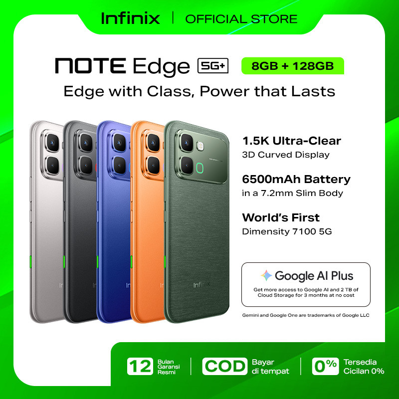 Infinix Note Edge 5G+ 8/128GB - Up to 16GB Extended RAM - Dimensity 7100 5G - 6.78” 3D Curved Amoled - 50MP - 6500 mAh - NFC