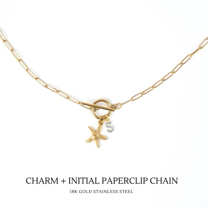 Jual Monelle Mini Zircon Initial Paperclip Chain Necklace. Kalung Huruf Inisial Zircon (Gratis GIFT BOX) Stainless Steel 18k Gold Plated Hypoallergenic | Shopee Indonesia