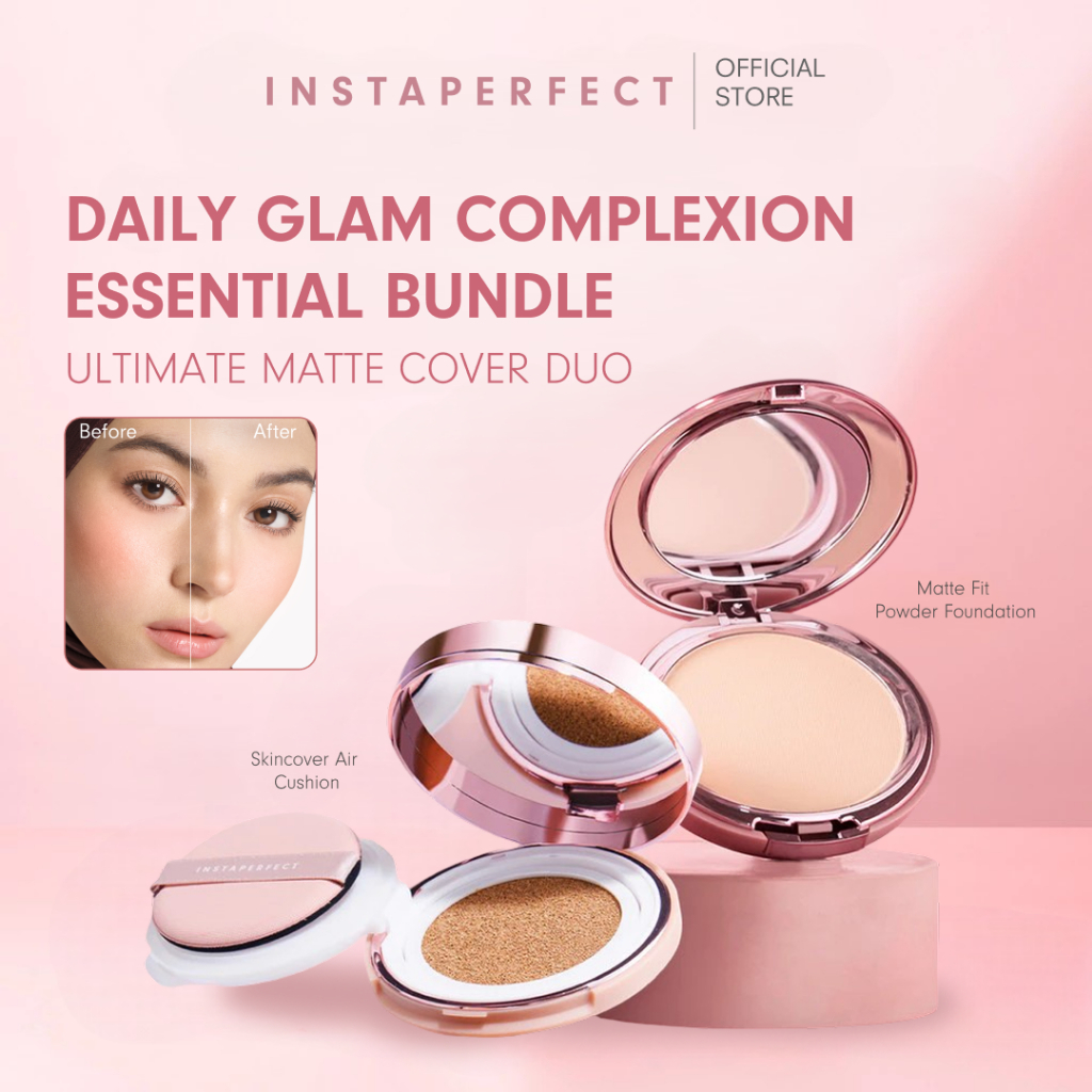 Instaperfect Daily Glam Complexion Essentials Bundle (Skincover Air Cushion + Matte Fit Powder Foundation)