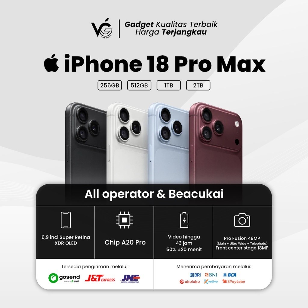 New iPhone 18 Pro dan Pro Max 256gb 512gb 1tb Resmi iBox Beacukai Indonesia