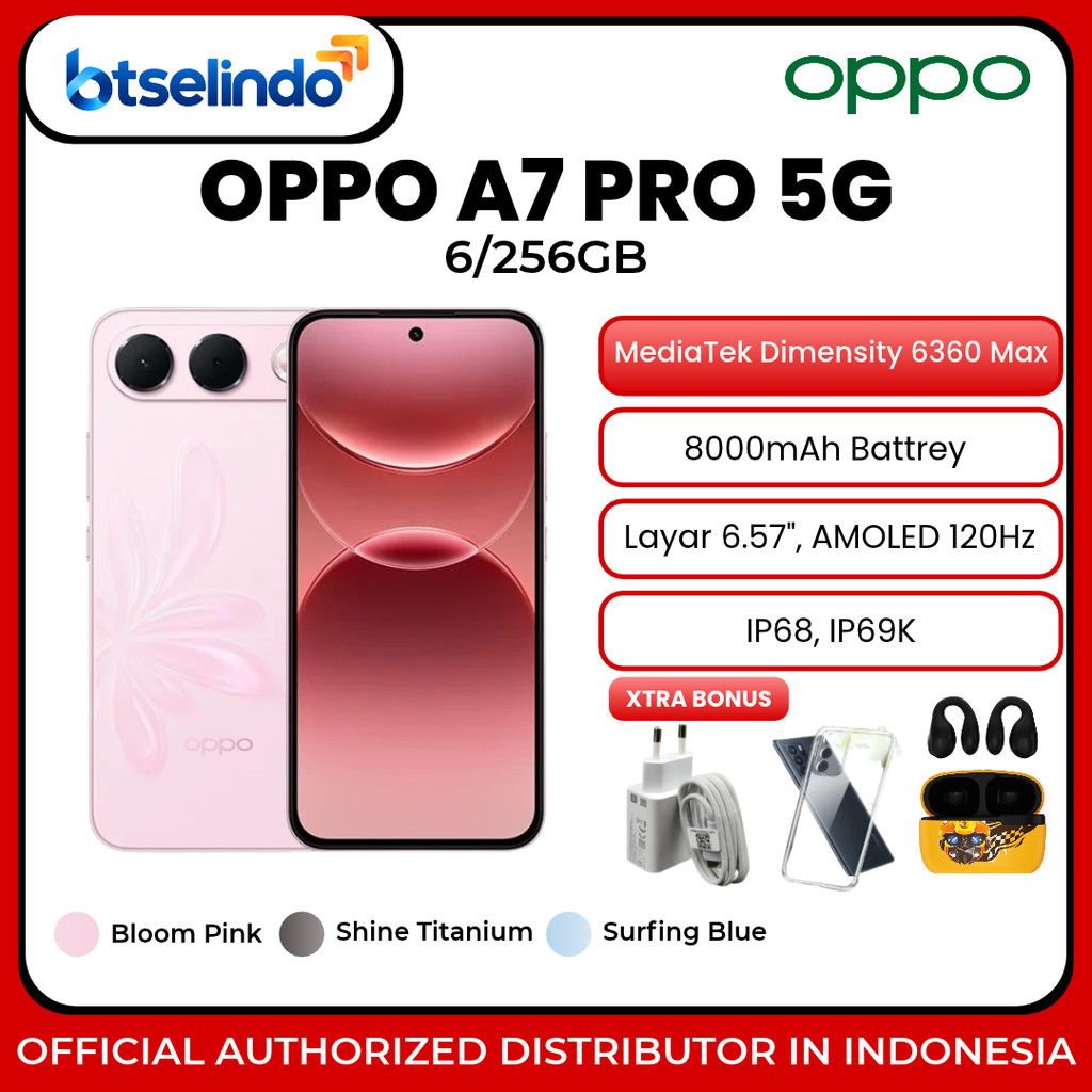 Jual OPPO A7 Pro 5G 6/256GB, NFC, 6.57 inches AMOLED 120Hz, Mediatek Dimensity 6360 Max, Battery 8000mAh | Shopee Indonesia