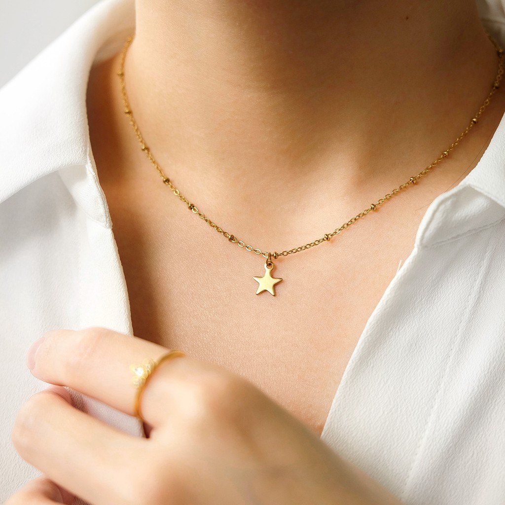 Jual Velour Jewels • Dainty Star Satellite Gold Plated Necklace — Stainless Steel Kalung Bintang Lapis Emas Anti Karat | Shopee Indonesia
