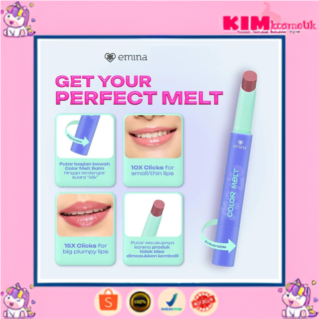 Emina Hyalupeptide Color Melt Balm - Tinted Lip Balm Melembabkan & Mencerahkan Bibir