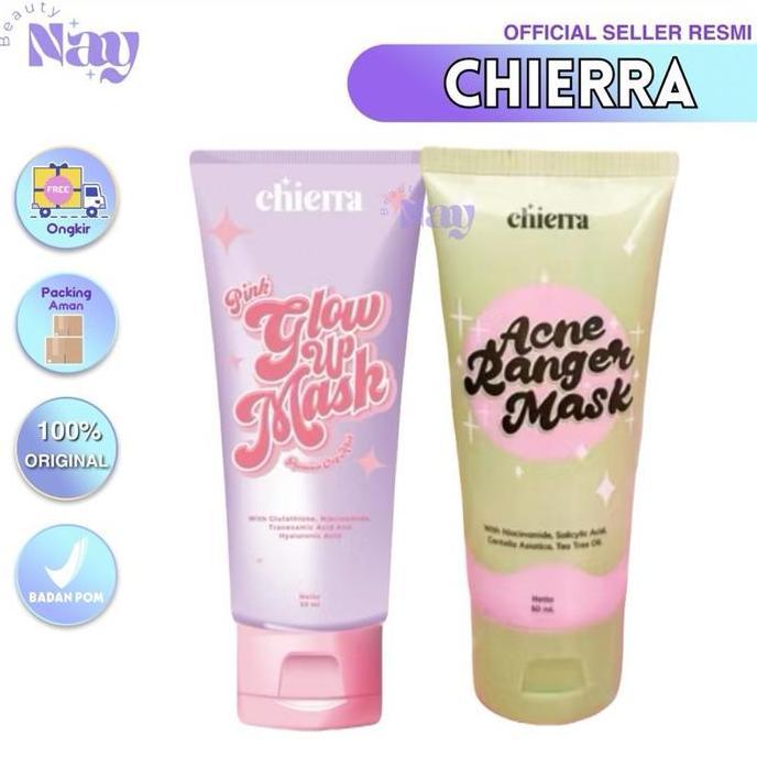 CHIERRA PINK GLOW UP MASK ACNE RANGER MASK BRIGHT N GLOW BOOSTER SERUM WAJAH MASKER WAJAH CLAYMASK CLAY MASK FACE MASK BOOSTER SERUM CLAYMASK MASKER GLOW BY CHIERRA