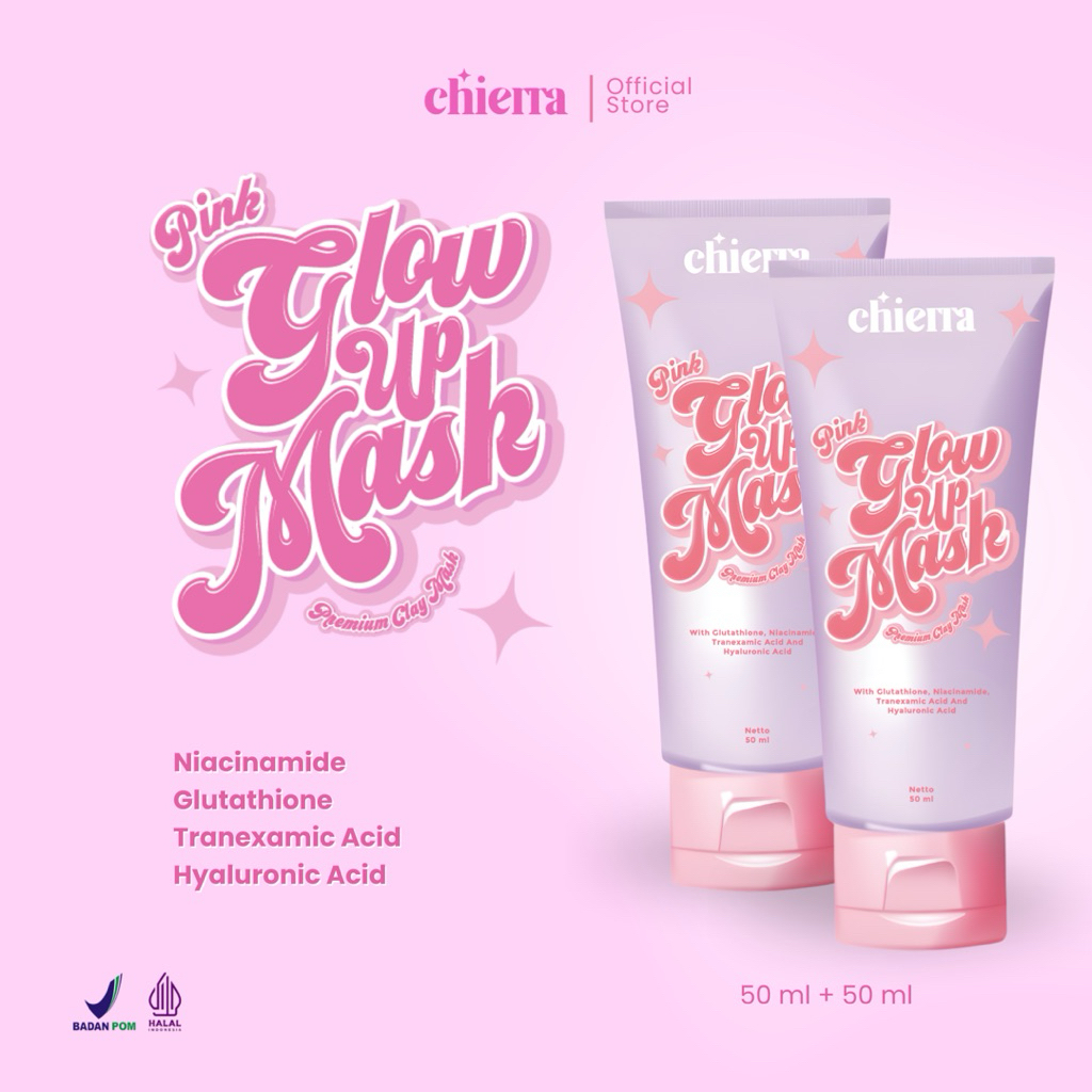 [OFFICIAL STORE] 2PCS Chierra Pink Glow Up Mask-Masker wajah Brightening untuk kulit Glowing & Halus