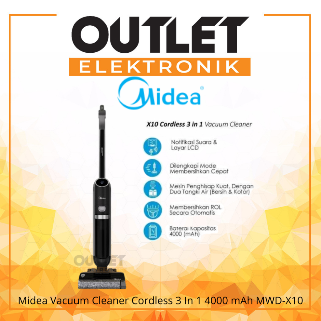 Midea MWD-X10 Wet & Dry Cordless Stick Vacuum Cleaner & Floor Washer - 3-in-1, Auto Self-Cleaning & Drying