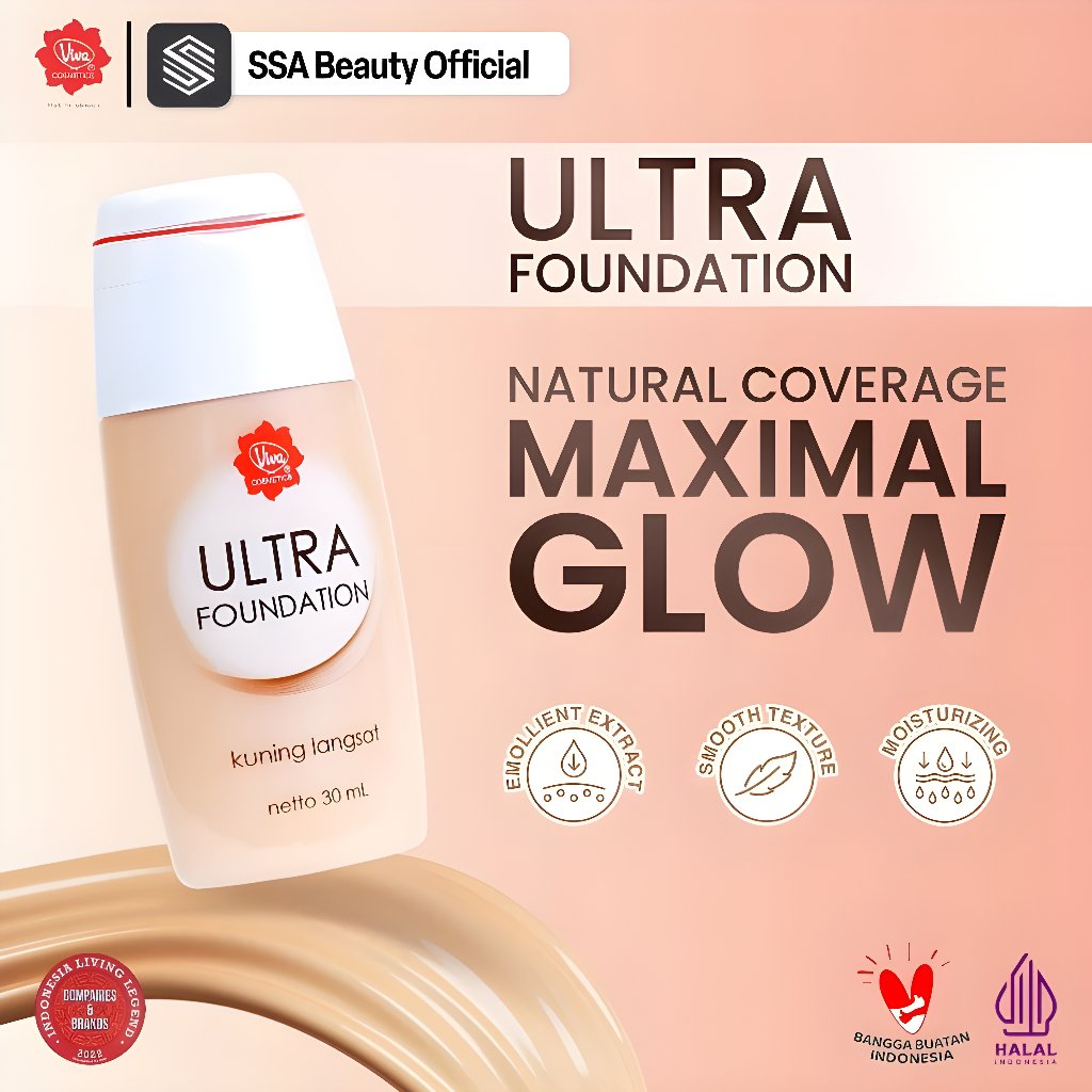 Viva Ultra Foundation 30 ml - Alas Bedak Cair Tahan Lama Melembapkan untuk Semua Jenis Kulit
