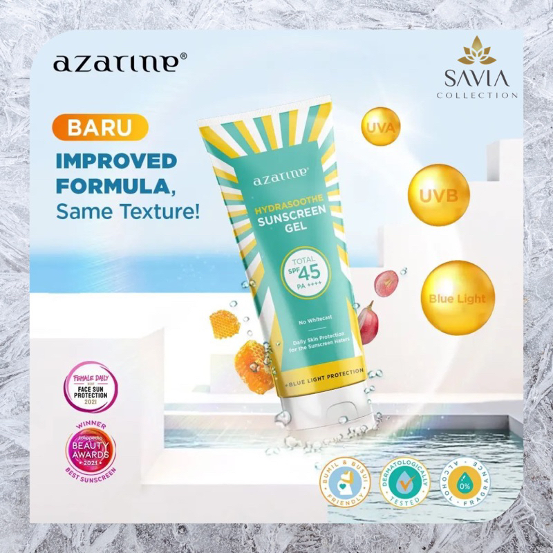 ❤️SAVIA❤️AZARINE Hydrashoothe Sunscreen Gel SPF45++++50ml