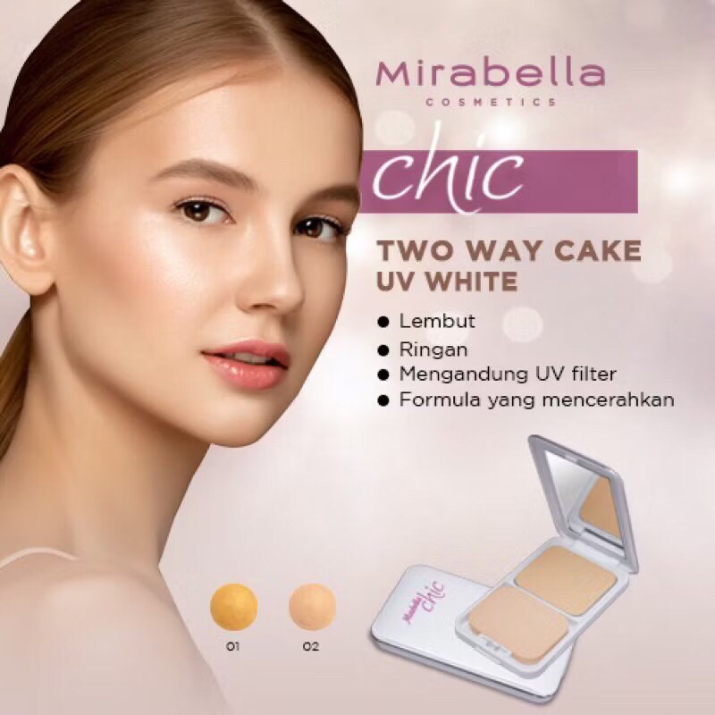 Mirabella Chic Powder Two Way Cake UV White Full Size & Refill