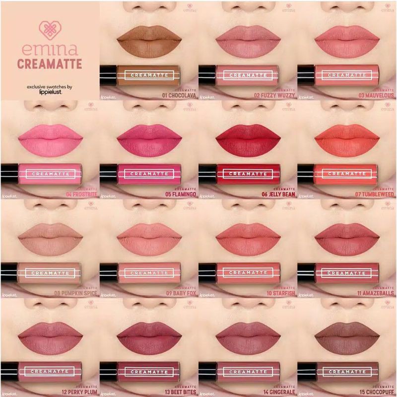 EMINA CREAMATTE LIP CREAM/Stok lama No Expired (chat admin untuk ketersediaan stok warna lipcrem)