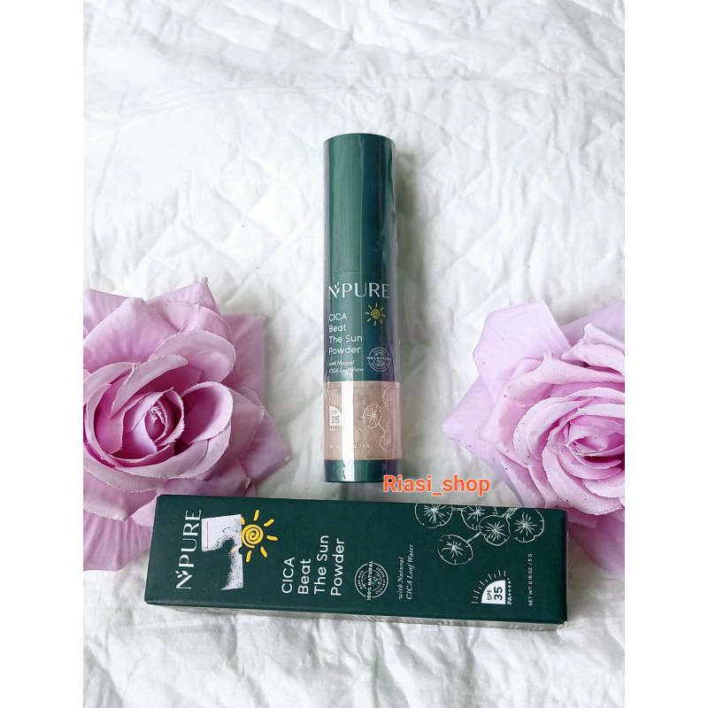 NPURE Cica Beat The Sun Powder SPF 35 PA++++ 5gr - Sunscreen Bedak Tabur & Brush Tabir Surya UV Npure Bedak Powder