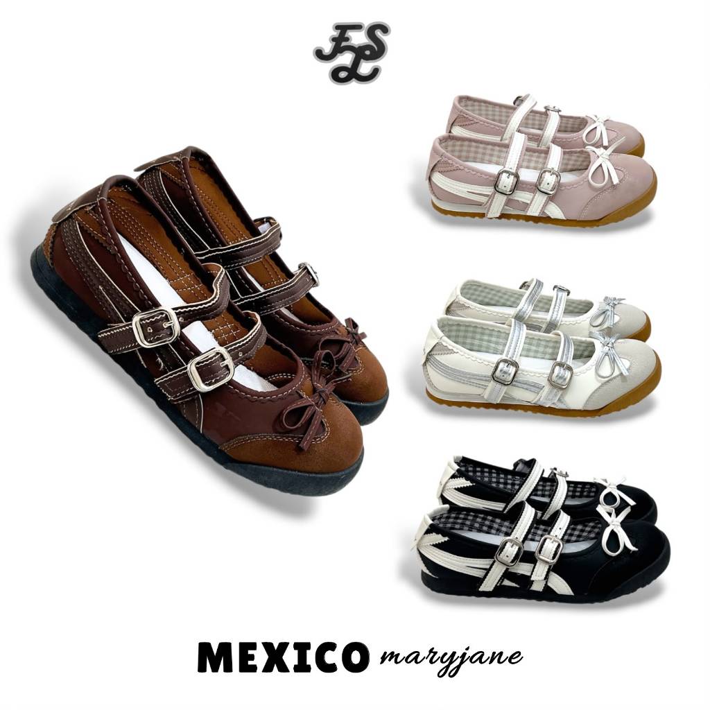 Jual LUMMYSHOP Mexico Mary Jane Sneakers Flatshoes Wanita Black Soft Pink Silver White Premium Import | Shopee Indonesia