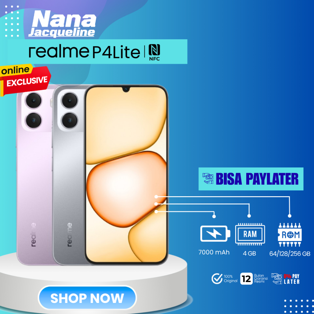 Nana Jacqueline realme P4 Lite 4GB+8GB*|64/128GB (7000mAh Baterai Lebih Awet | Layar 120Hz Performa Lancar | AI Gaming Partner | Next AI)