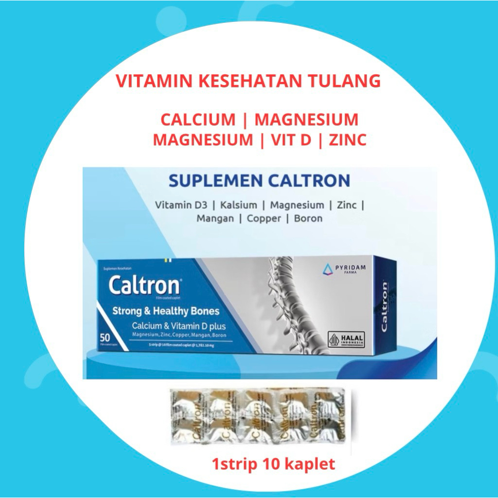 CALTRON Calcium Magnesium Zinc Vit D untuk Kesehatan Tulang suplemen ibu Hamil strip isi 10 kaplet