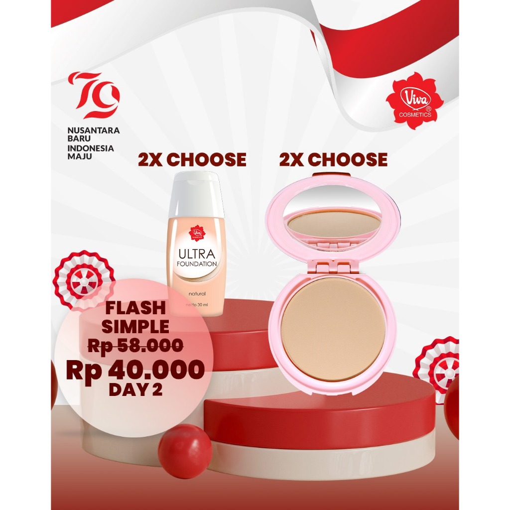 Paket 2 Viva Ultra Foundation, 2 Viva Compact Bright Beauty Viva Cosmetics