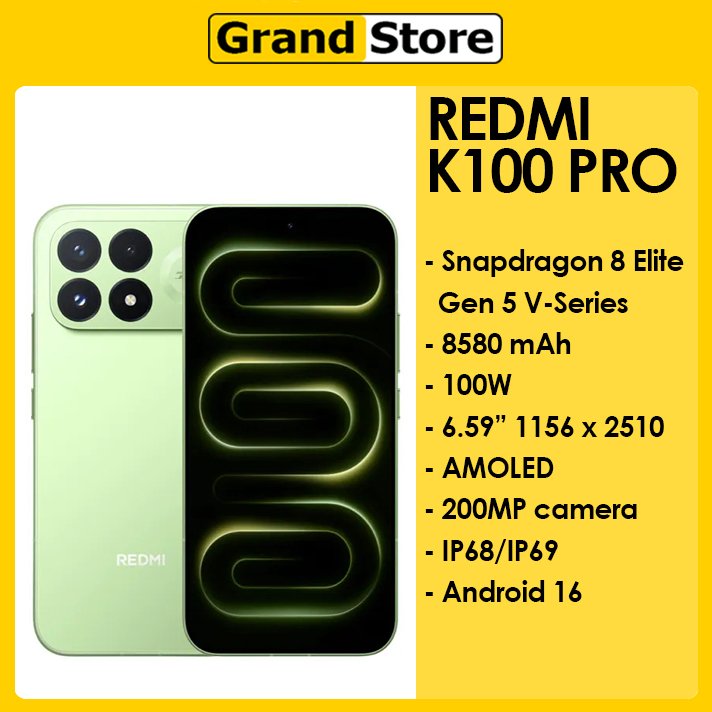 Jual Redmi K100 Pro 5G Snapdragon 8 Elite Gen 5 V-Series 6.59''AMOLED 8580mAh 100W Android 16 | Shopee Indonesia