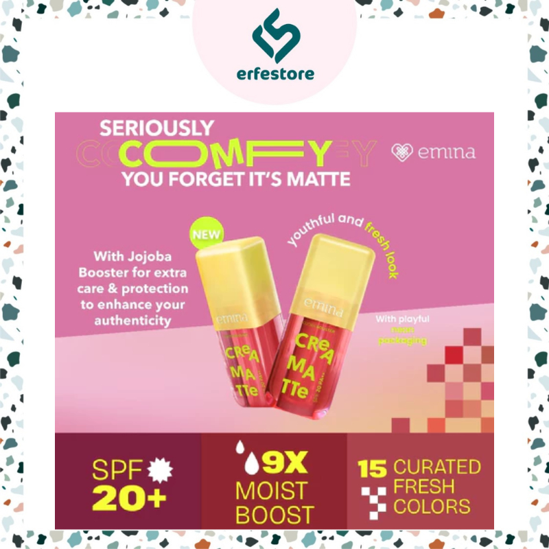 Emina Creamatte Lip Cream 4g - Comfily Matte I 9x Moist Boost I Ringan & Tahan Lama