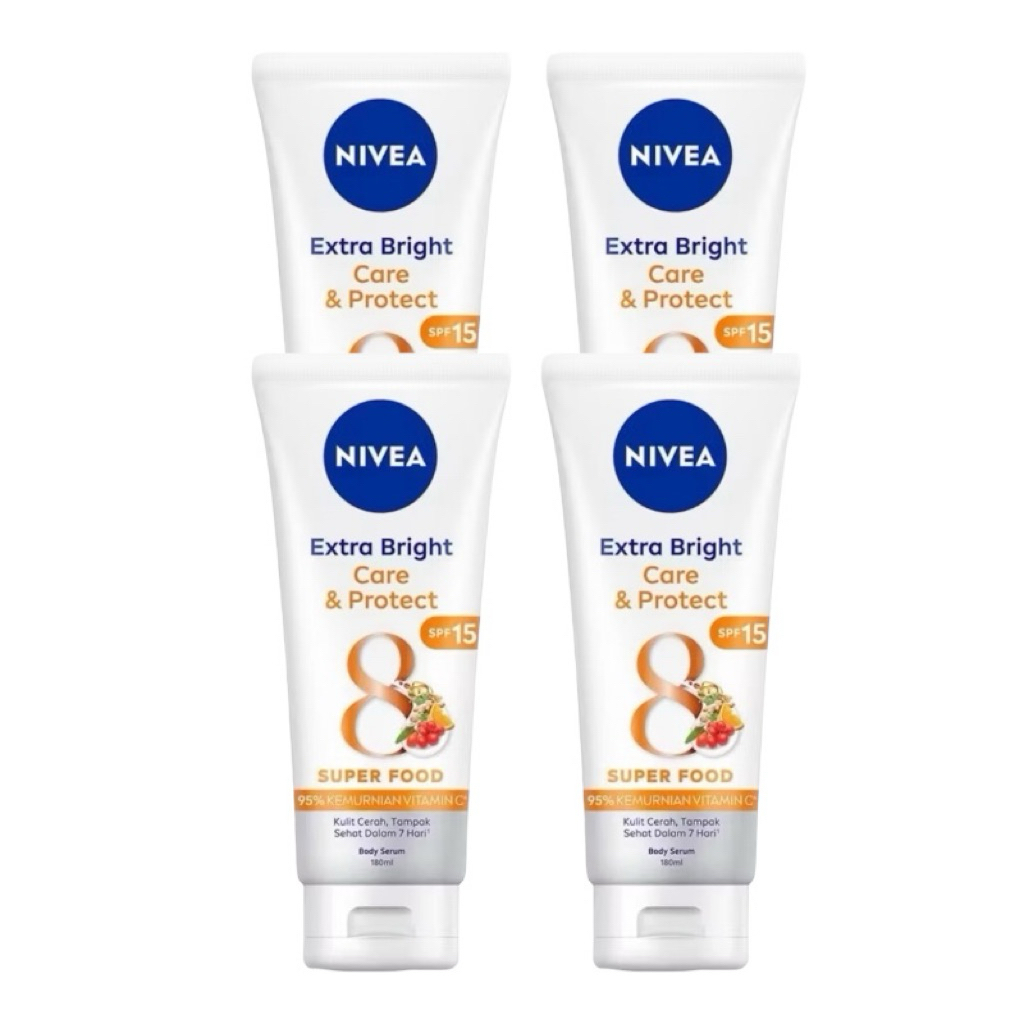 (isi 4pcs x 180ml ) Nivea Extra Bright Care and Protect Body Serum mencerahkan kulit