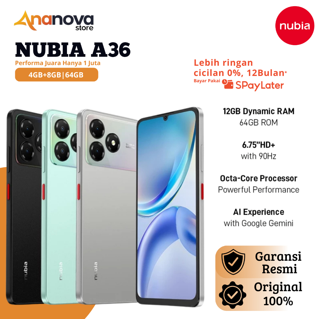 Neo Gadget - NUBIA A36 4/64 GB Original Garansi Resmi Official Store Handphone Ori ZTE Blade