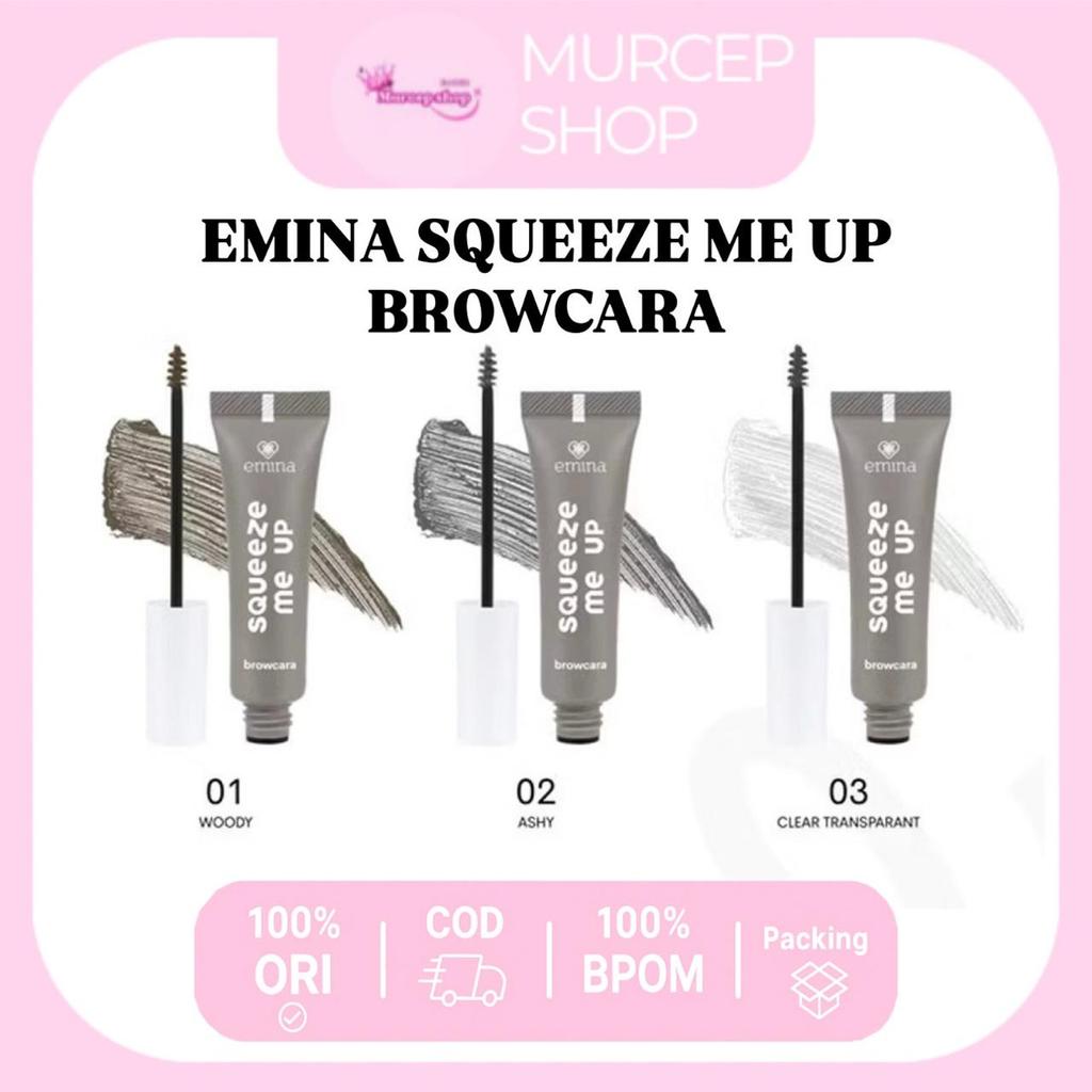 EMINA - SQUEEZE ME UP BROWCARA ( 8 g ) - Maskara Alis Smudgeproof Tahan Air Creamy Ringan