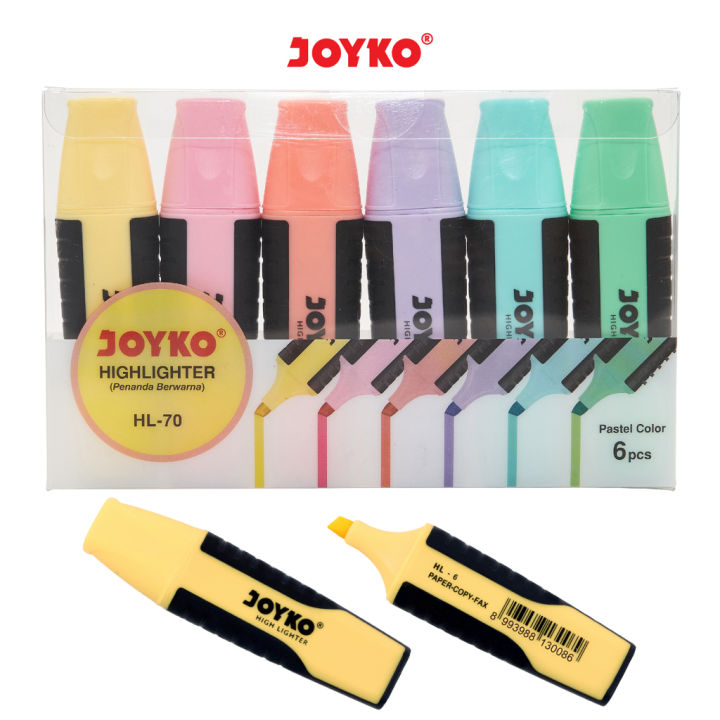 JOYKO Highlighter Penanda Berwarna HL-70 Pastel Color 1 Set 6 Pcs | Lazada Indonesia