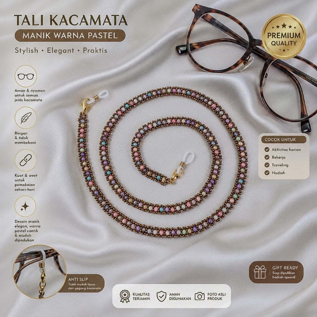Jual Tali Kacamata Premium Handmade Seed Beads – Elegant & Multifungsi | Kanzia Stuff | Shopee Indonesia