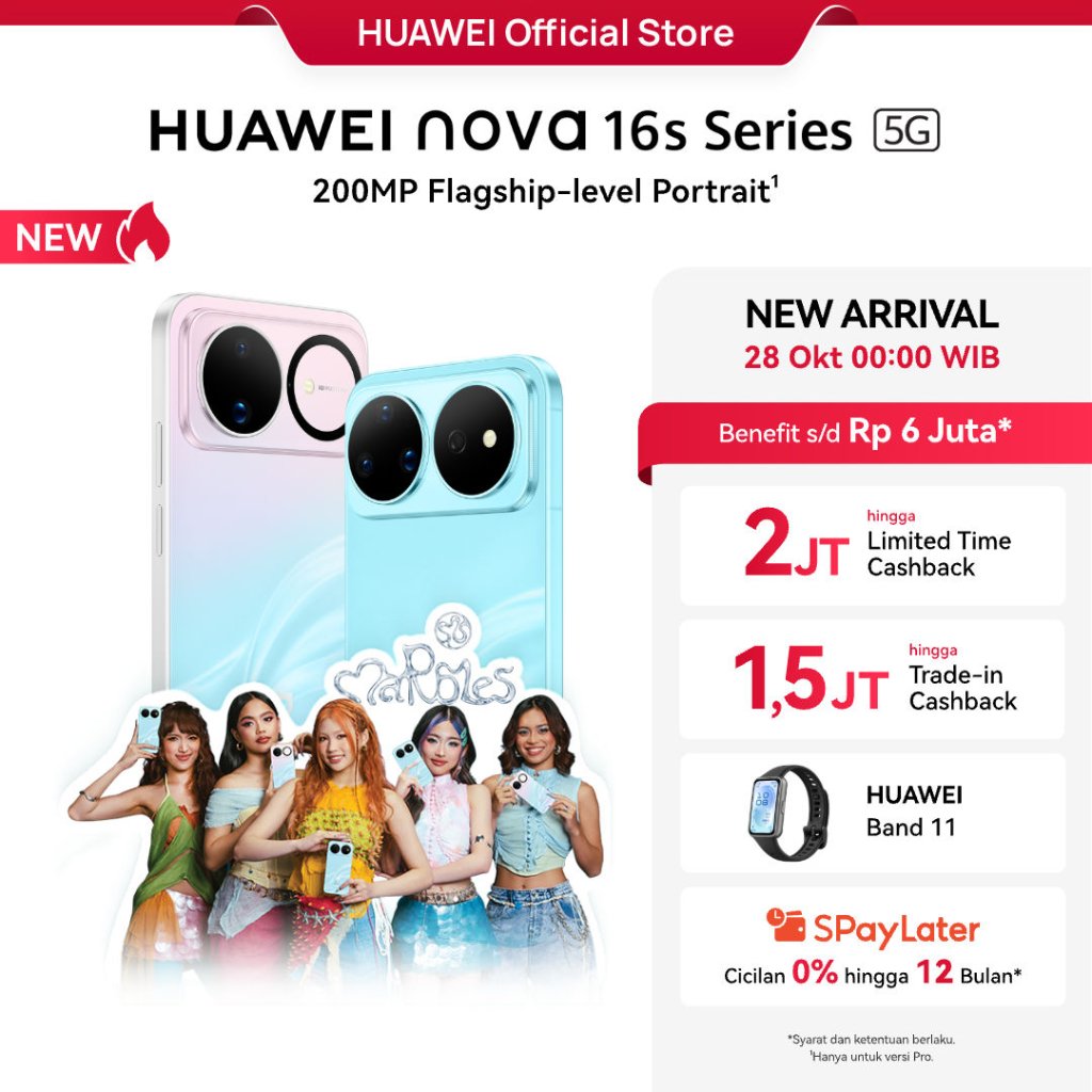 Jual [SEGERA HADIR] HUAWEI nova 16s Series 12/256GB | 5G | 200MP* | Kamera True-to-Colour Depan & Belakang* | 7000mAh 100W | HP AI | 6000nits* | Shopee Indonesia