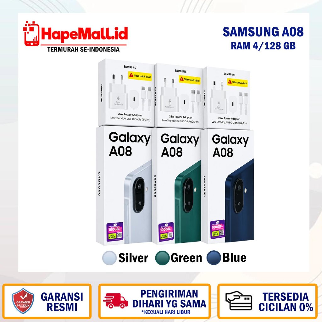 SAMSUNG GALAXY A08 4/128 GB GARANSI RESMI SEIN TERMURAH